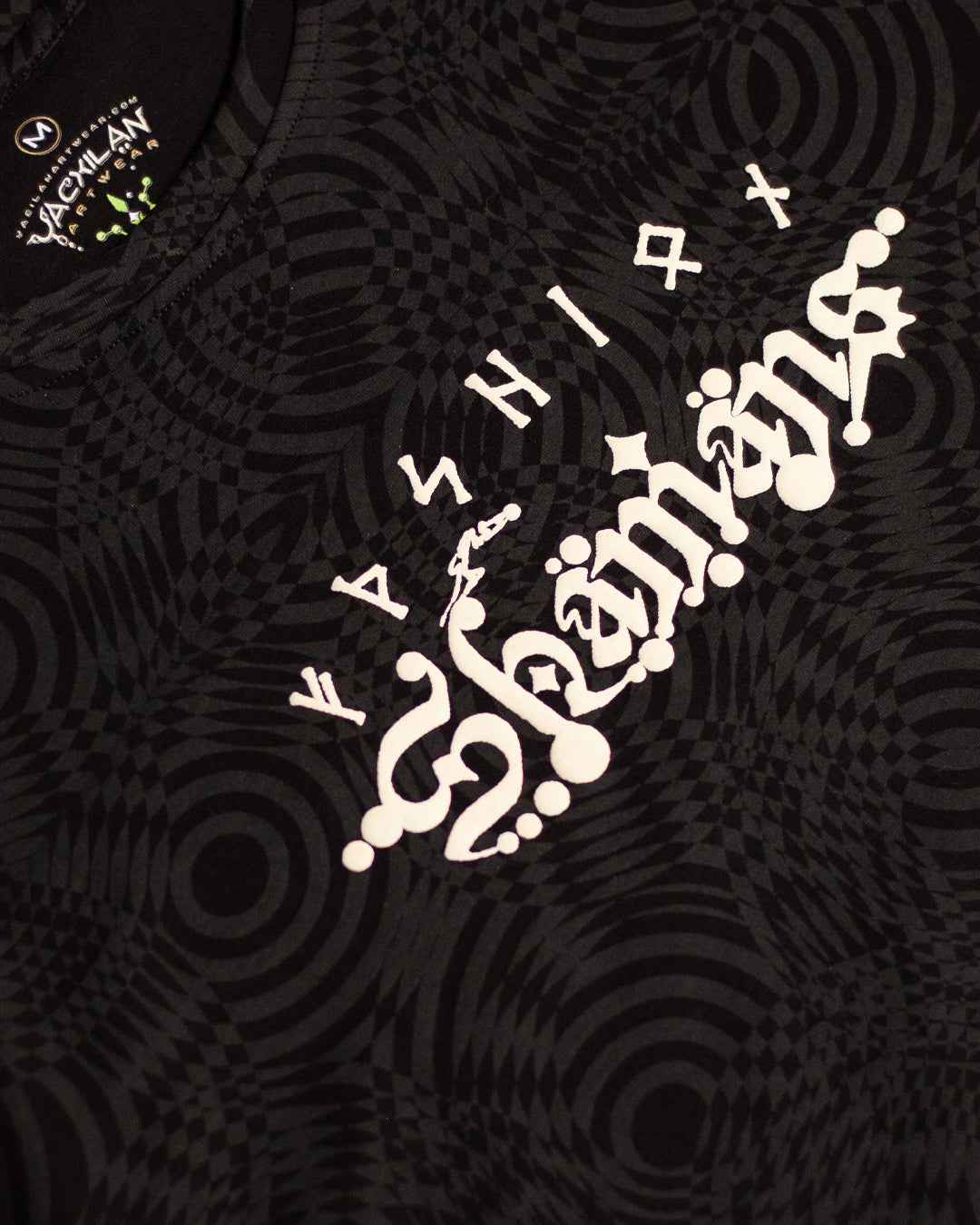 T-Shirt Oversized Men / Black Cotton Shinker - WIERD NOISES SHAMANS SMOKE White